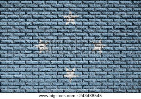 Micronesia Flag Is Painted Onto An Old Brick Wall