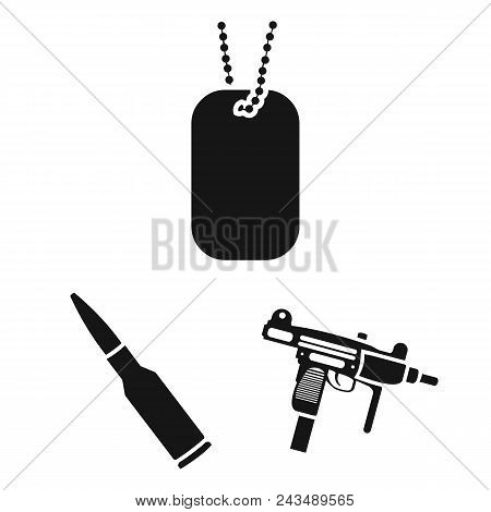 Types Of Weapons Black Icons In Set Collection For Design.firearms And Bladed Weapons Vector Symbol 