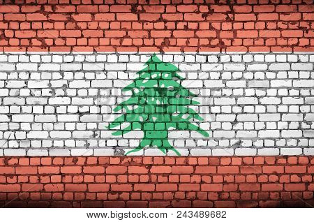 Lebanon Flag Is Painted Onto An Old Brick Wall