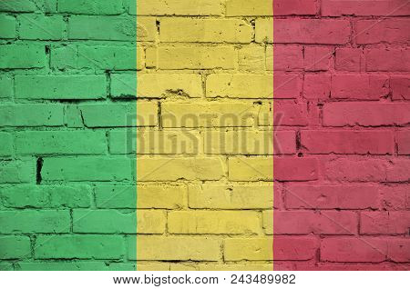 Mali Flag Is Painted Onto An Old Brick Wall