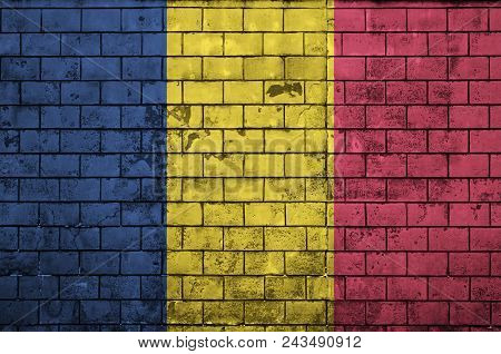 Chad Flag Is Painted Onto An Old Brick Wall