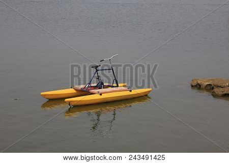 Yellow Pedalo Boat On Fewa Lake, Pokhara.