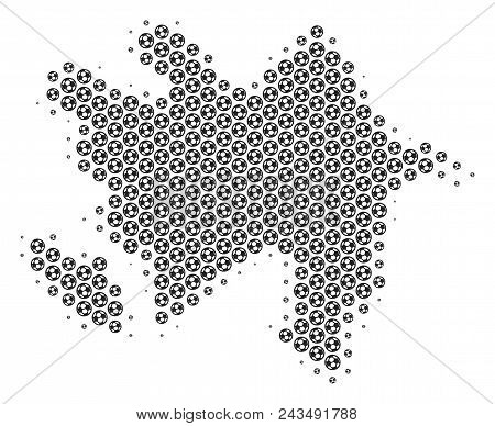 Football Ball Azerbaijan Map. Vector Territorial Plan In Grey Color. Abstract Azerbaijan Map Composi