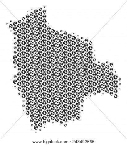 Football Ball Bolivia Map. Vector Geographic Scheme In Grey Color. Abstract Bolivia Map Composition 