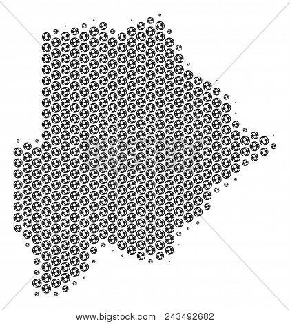 Football Ball Botswana Map. Vector Territorial Plan In Grey Color. Abstract Botswana Map Mosaic Is C