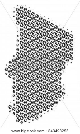 Football Ball Chad Map. Vector Geographic Plan In Grey Color. Abstract Chad Map Composition Is Const