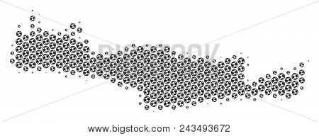 Football Ball Crete Island Map. Vector Geographic Scheme In Gray Color. Abstract Crete Island Map Mo