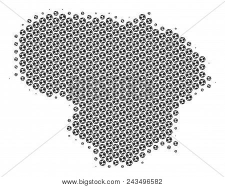 Football Ball Lithuania Map. Vector Geographic Scheme In Gray Color. Abstract Lithuania Map Mosaic I