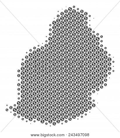 Football Ball Mauritius Island Map. Vector Geographic Plan In Grey Color. Abstract Mauritius Island 