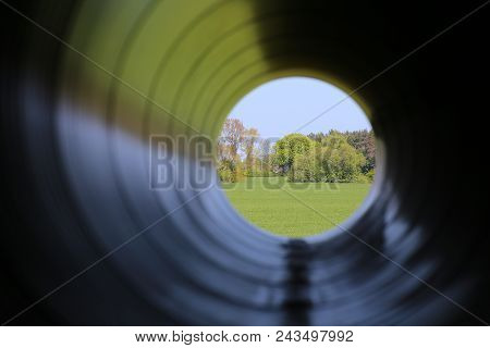 Unusual Look Through A Big Steel Pipe