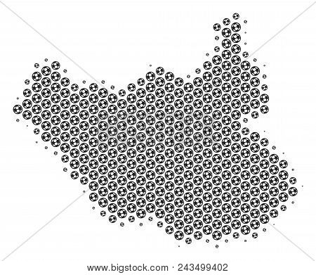 Football Ball South Sudan Map. Vector Geographic Plan In Gray Color. Abstract South Sudan Map Mosaic
