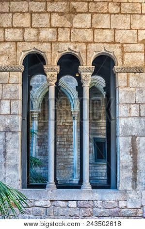 Medieval Window, Gothic Architecture In La Ribera District Of Barcelona, Catalonia, Spain