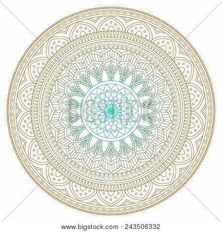 Set Of Vintage Wedding Invitation Card With Mandala Pattern And In Color. Vector Illustrator Of Abst