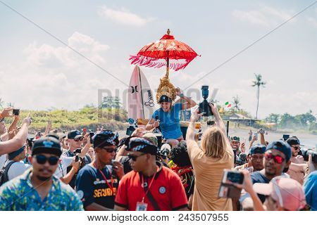 June 3, 2018. Keramas, Bali, Indonesia. Award Ceremony Of Competition Wsl Corona Bali Protected. Win