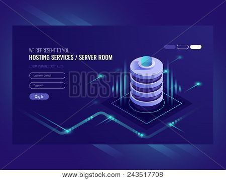 Hosting Services, Data Center, Server Server Room, Template Of Page On Information Technologies Them