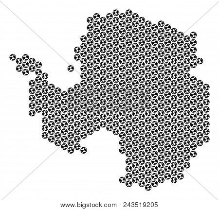 Football Ball Antarctica Map. Vector Geographic Scheme On A White Background. Abstract Antarctica Ma