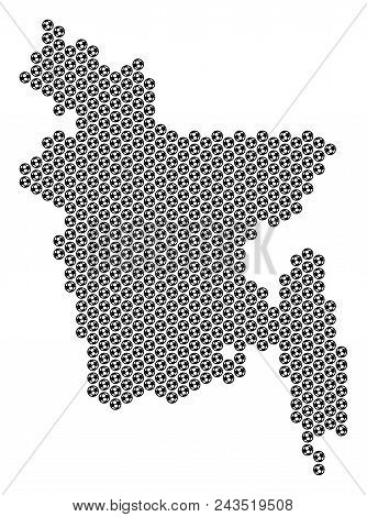 Football Ball Bangladesh Map. Vector Geographic Scheme On A White Background. Abstract Bangladesh Ma