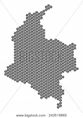 Football Ball Colombia Map. Vector Geographic Scheme On A White Background. Abstract Colombia Map Mo