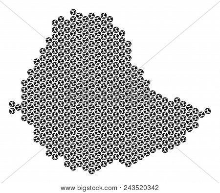 Football Ball Ethiopia Map. Vector Territorial Plan On A White Background. Abstract Ethiopia Map Com