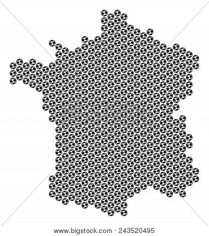 Football Ball France Map. Vector Geographic Plan On A White Background. Abstract France Map Concept 