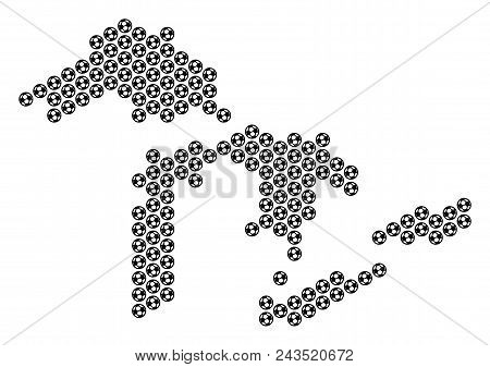 Football Ball Great Lakes Map. Vector Geographic Scheme On A White Background. Abstract Great Lakes 
