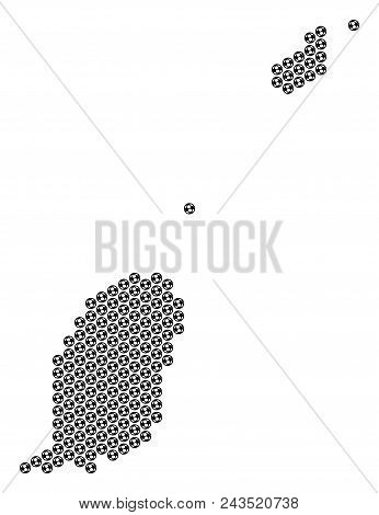 Football Ball Grenada Map. Vector Geographic Scheme On A White Background. Abstract Grenada Map Conc