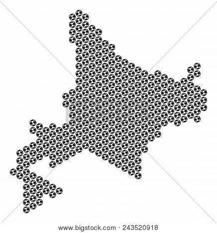 Football Ball Hokkaido Island Map. Vector Geographic Scheme On A White Background. Abstract Hokkaido