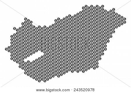 Football Ball Hungary Map. Vector Territorial Plan On A White Background. Abstract Hungary Map Conce