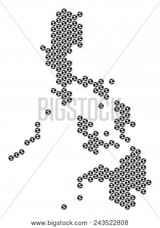 Football Ball Philippines Map. Vector Geographic Plan On A White Background. Abstract Philippines Ma