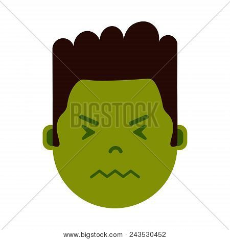 African Boy Head Emoji Personage Icon With Facial Emotions, Avatar Character, Man In Sickness Face W