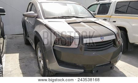 Novosibirsk, Russia - 05.28.2018: Marussia F2 front view. Photography of a Russian supercar SUV on p