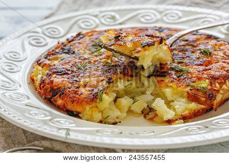 Swiss Potatoes Rosti Close Up.