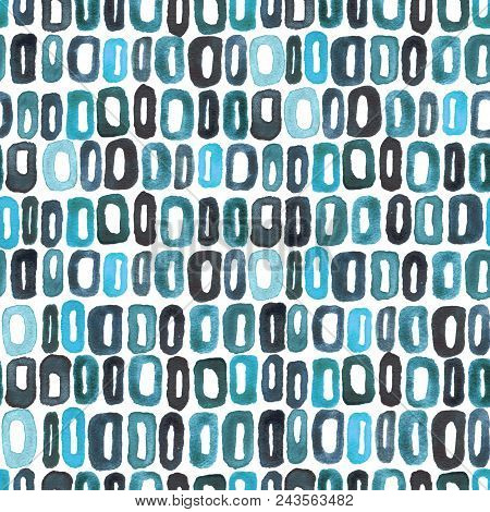 Seamless Watercolour Retro Pattern 60s Green On White For Craft, Textile, Wrapping, Decotate