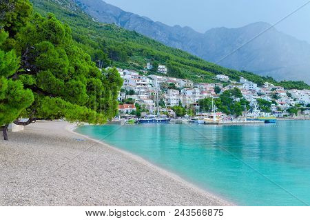 Beach In Brela, Croatia, Makarska Riviera Dalmatia