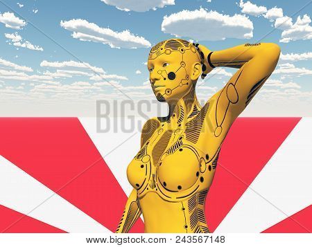 Computer Generated 3d Illustration With A Posing Humanoid Robot