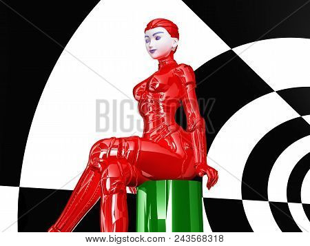 Computer Generated 3d Illustration With A Humanoid Robot In A Futuristic Environment