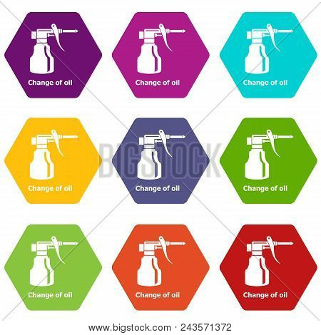 Change Oil Icons 9 Set Coloful Isolated On White For Web