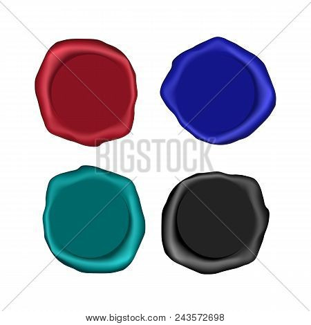 Wax Seal Stam Texture Template Set Realistic Vector Eps.