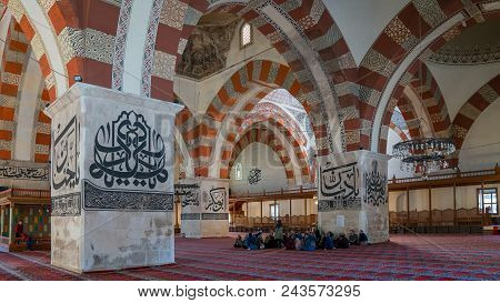 Interior Details From Edirne Old Mosque. Eski Mosque Is An Early 15Th Century Ottoman Mosque
