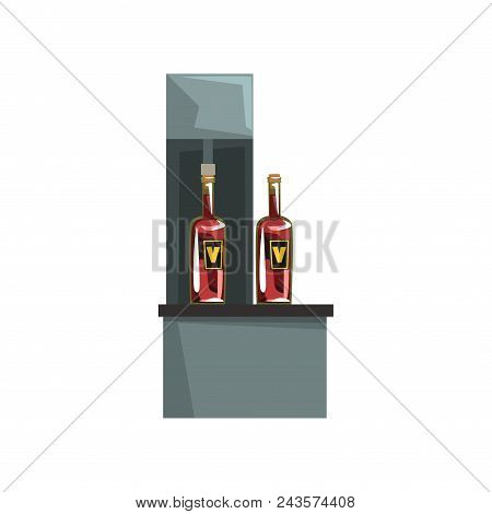 Pouring Wine And Corking Wine Bottles, Wine Production Process Vector Illustration Isolated On A Whi