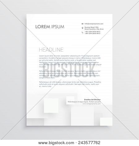 Minimal White Letterhead Design Template Vector Illustration