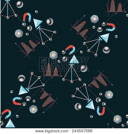 Red Apple While, Core, Half. Seamless Pattern Background.