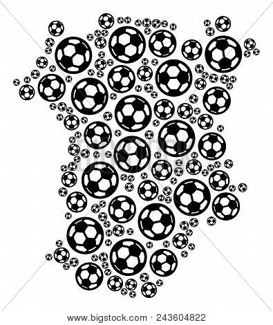 Football Chechnya Map. Vector Territory Plan Created From Soccer Spheres In Variable Sizes. Abstract