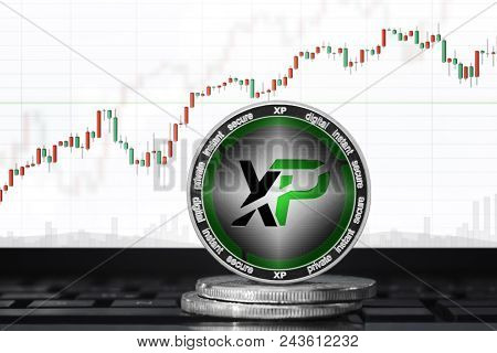 Experience Points (xp) Cryptocurrency; Experience Points Coin On The Background Of The Chart
