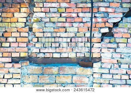 Old Brick Cracked Wall. For Backround And Texture