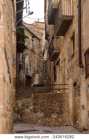 Street Of The Village Of Horta De Sant Joan,terra Alta, Tarragona Province, Catalonia,spain