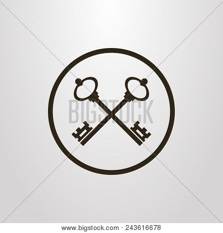Black And White Cross Key Icon In The Round Frame