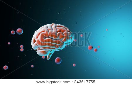 3d Model Of The Human Brain. Body. Psychology And Thinking. Technological Abstraction 3d Rendering. 