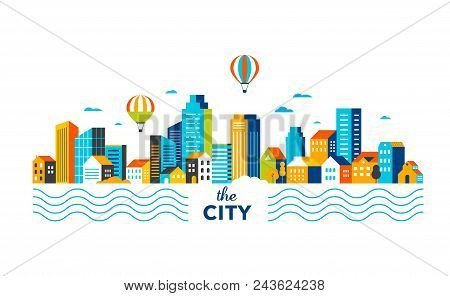 Green City, Smart City Concept, Modern Design. Geometric Urban Landscape, Banner And Poster