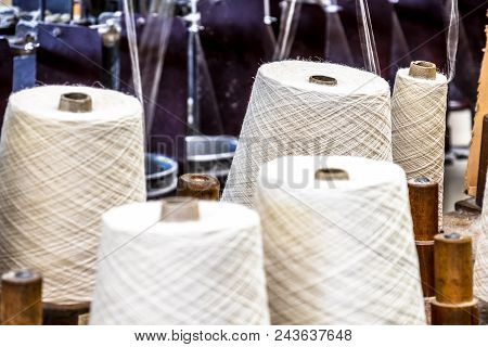 Traditional Wool Reels Of The British Waving And Textile Industry.